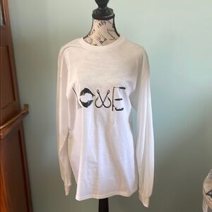 White Long Sleeve Shirt with Black Love Print